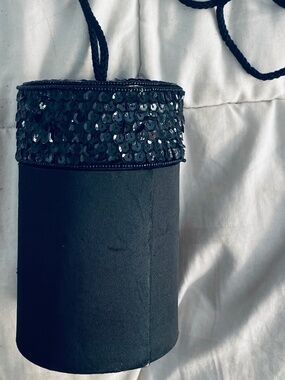 vintage evening bag handbag purse crossbody clutch black sequins Jessica Stevens